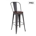 RELIX Bar Stool w/Back Steel Antique Black/Pu Dark Brown