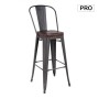 RELIX Bar Stool w/Back Steel Antique Black/Pu Dark Brown