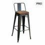 RELIX Wood Dark Oak Bar Stool w/Back Steel Antique Black
