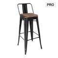 RELIX Wood Dark Oak Bar Stool w/Back Steel Black Matte