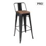 RELIX Wood Dark Oak Bar Stool w/Back Steel Black Matte