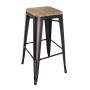 RELIX Wood Natural Oak Bar Stool Steel Antique Black