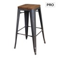 RELIX Wood Dark Oak Bar Stool Steel Antique Black