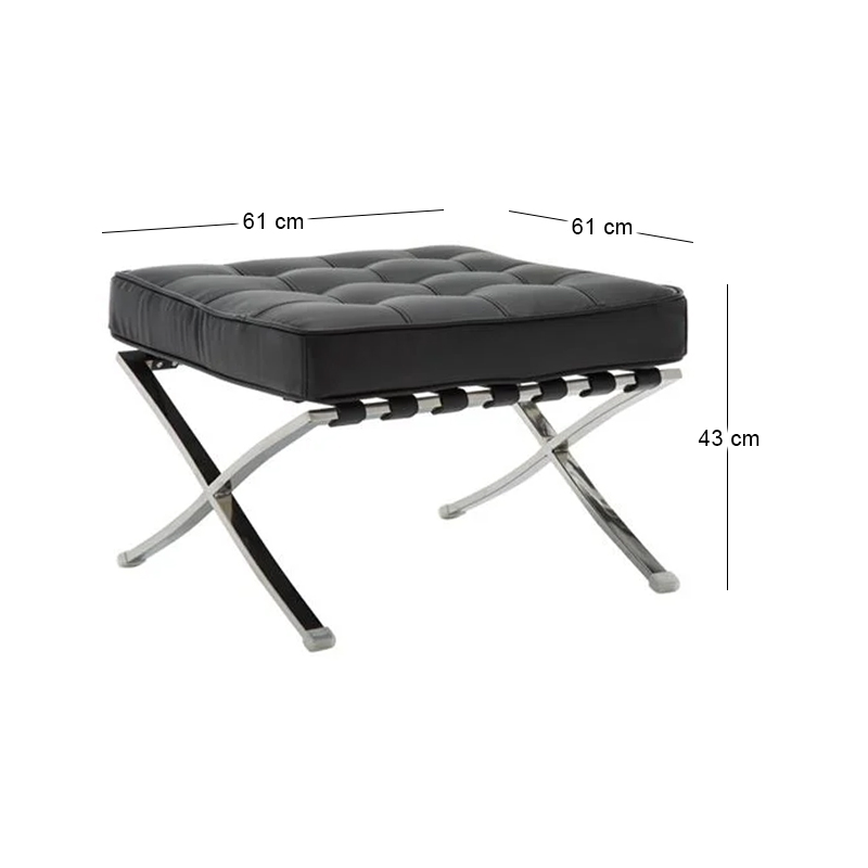 BARCELONA Type Ottoman Black Pu