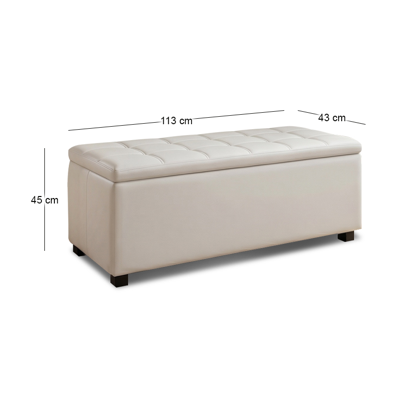 DENISE Storage Ottoman Pu Cream 113x43x45