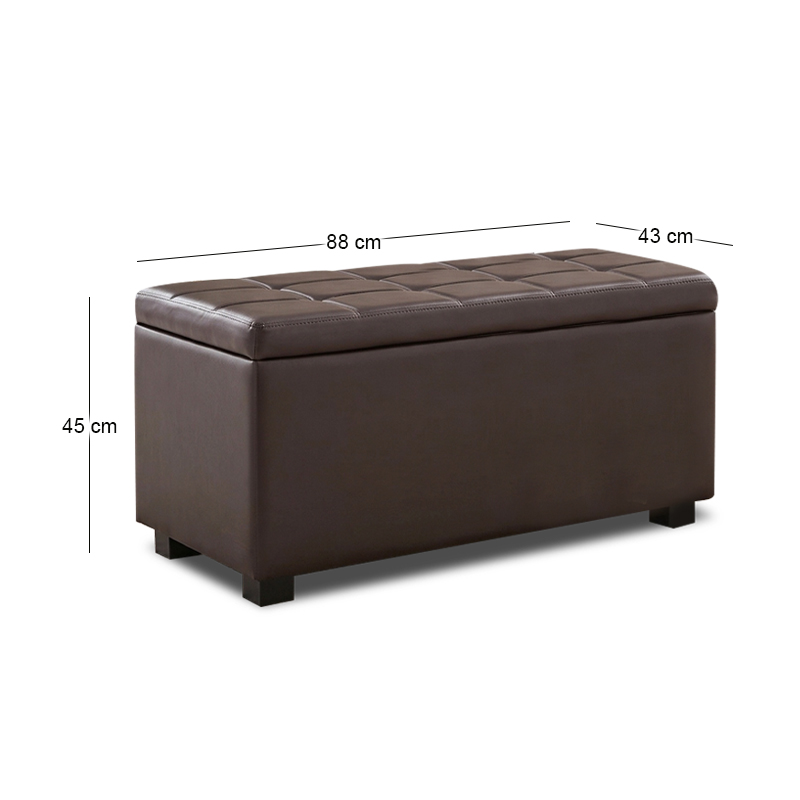 DENISE Storage Ottoman Pu Dark Brown 88x43x45cm