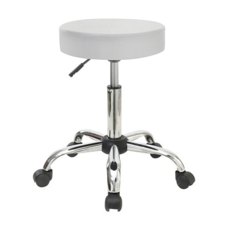 GLORY Stool Pu White/Chromed Base (Dia35x51/67cm)