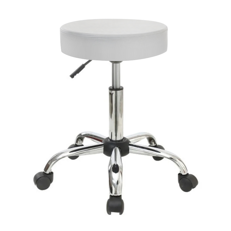 GLORY Stool Pu White/Chromed Base (Dia35x51/67cm)