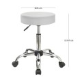 GLORY Stool Pu White/Chromed Base (Dia35x51/67cm)