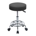 GLORY Stool (with footrest) Pu Black/Chromed Base (D35x47/61cm)