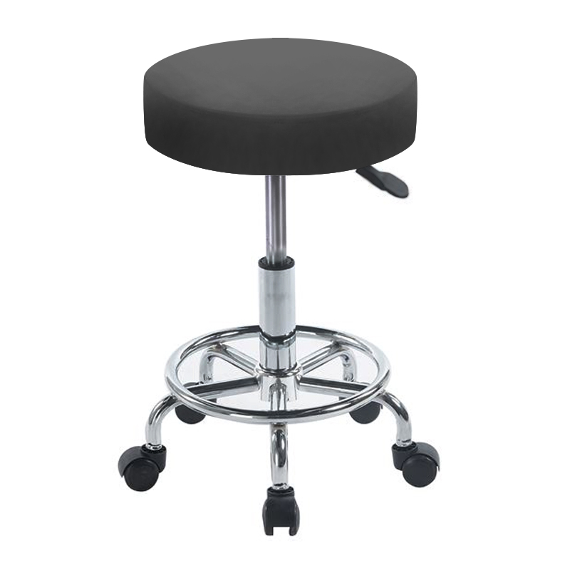 GLORY Stool (with footrest) Pu Black/Chromed Base (D35x47/61cm)