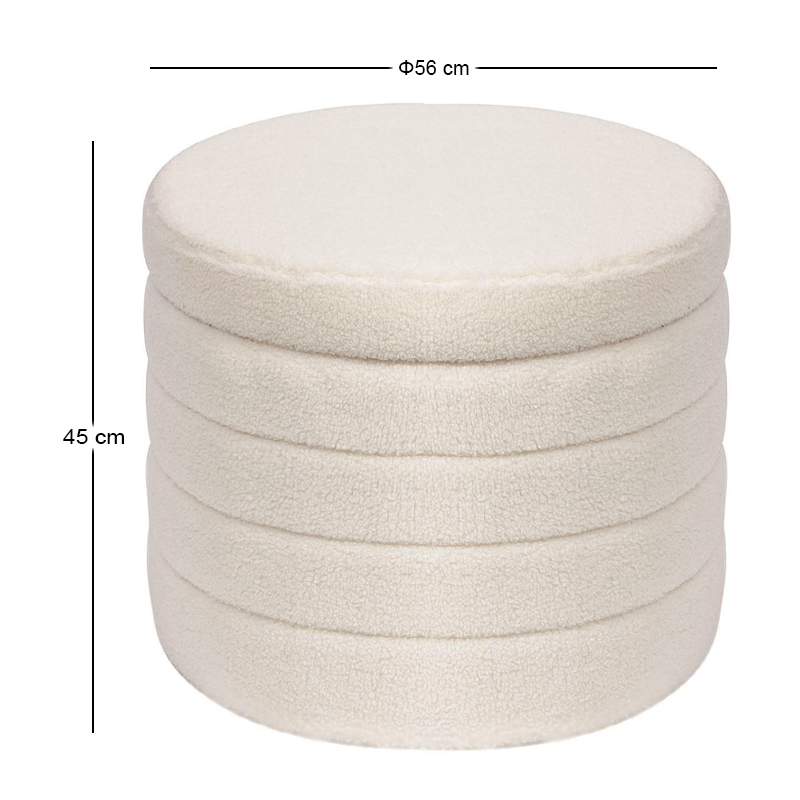 GROOVY Storage Stool Teddy Cream Fabric
