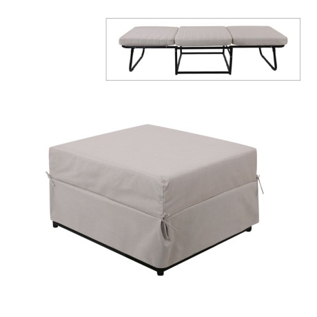 LOGAN Stool-Bed, Ecru Fabric 72x72x42cm