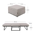 LOGAN Stool-Bed, Ecru Fabric 72x72x42cm