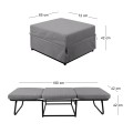 LOGAN Stool-Bed, Grey Fabric 72x72x42cm