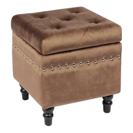 Loko stool with storage space and velure fabric in brown - black 37x37x40cm.