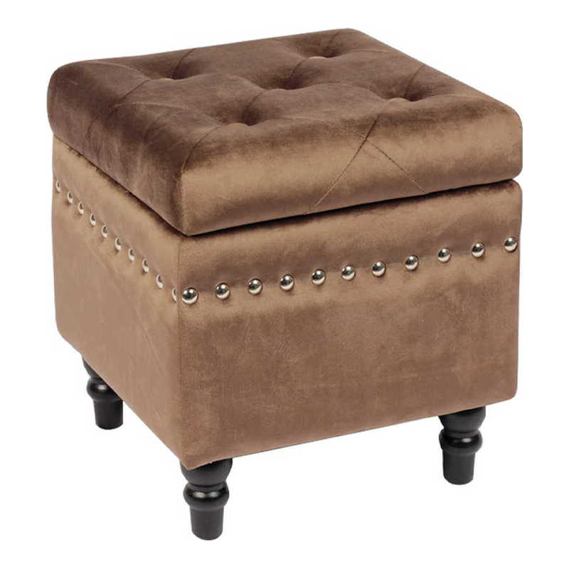 LOKO Storage Stool Black/Fabric Brown Velure