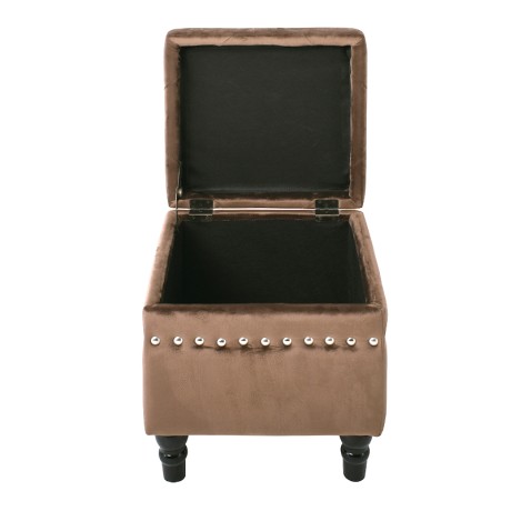 Loko stool with storage space and velure fabric in brown - black 37x37x40cm.