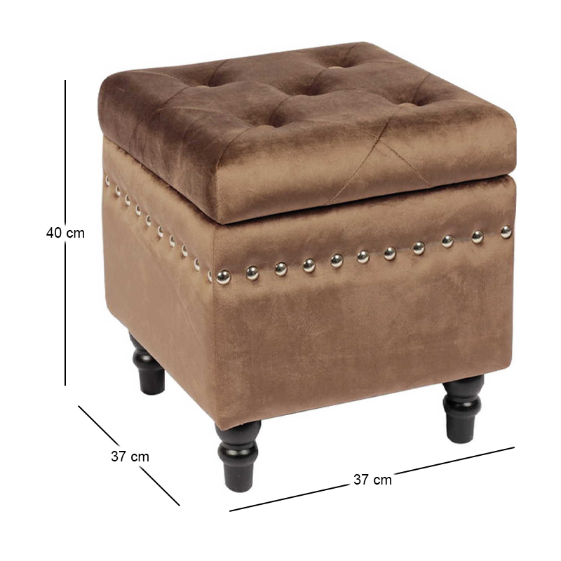 LOKO Storage Stool Black/Fabric Brown Velure