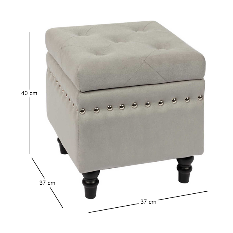 LOKO Storage Stool Black/Fabric Grey Velure