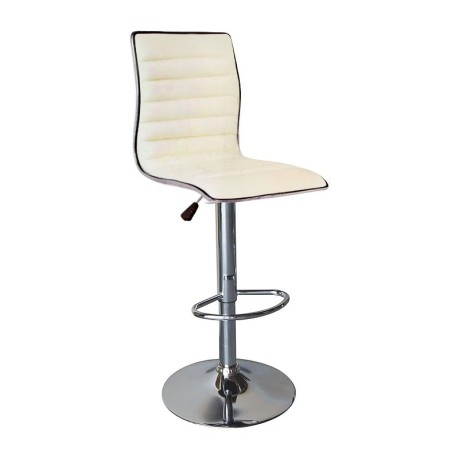Alfi stool with metallic base and Pu coating in white color 41x50x94/115cm.