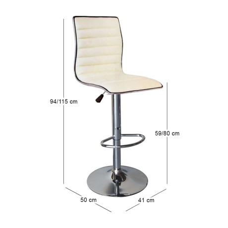 Alfi stool with metallic base and Pu coating in white color 41x50x94/115cm.