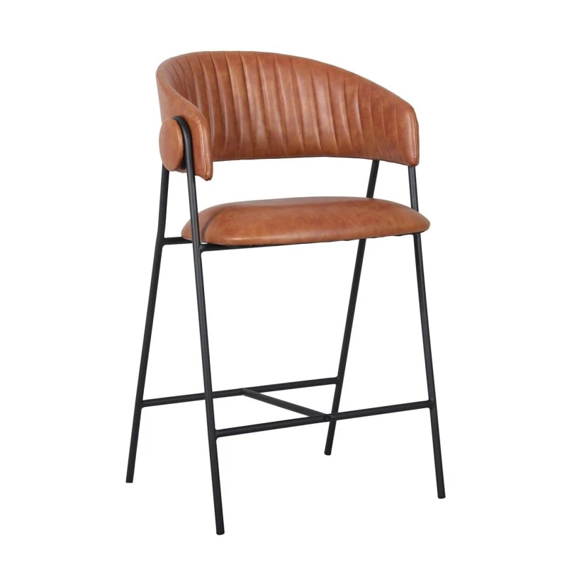 ALFRED Bar Stool Black Metal, Pu Camel