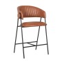 ALFRED Bar Stool Black Metal, Pu Camel