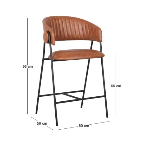 ALFRED Bar Stool Black Metal, Pu Camel