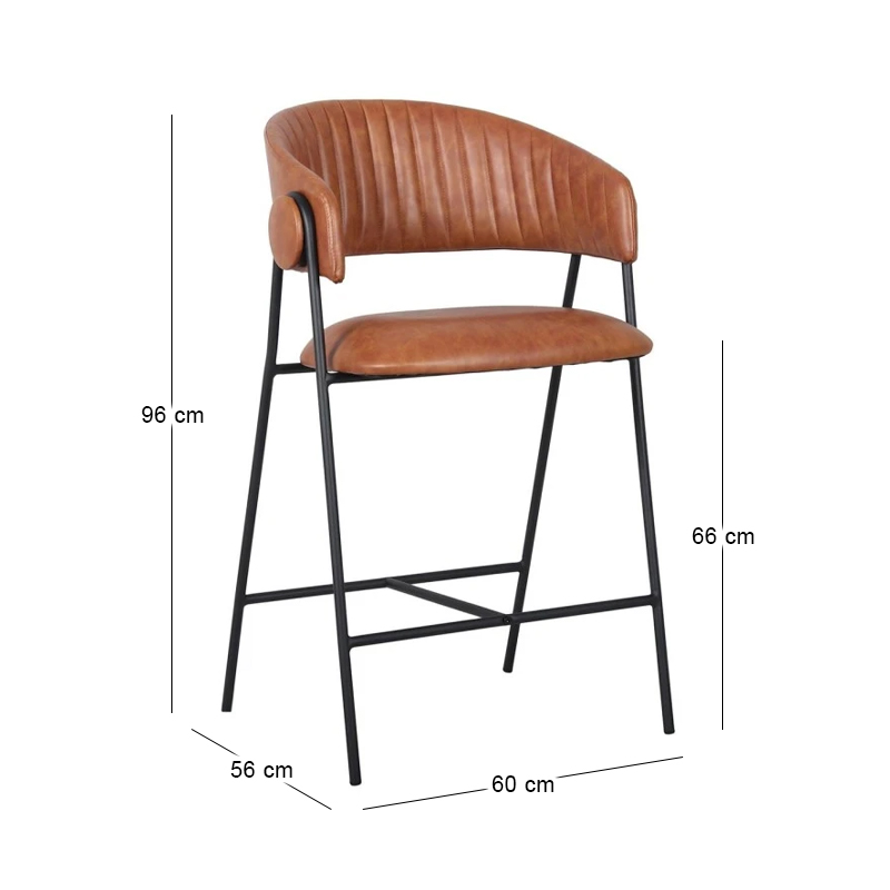 ALFRED Bar Stool Black Metal, Pu Camel