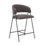 ALFREDO Bar Stool Black Metal, Anthracite Suede Fabric
