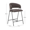 ALFREDO Bar Stool Black Metal, Anthracite Suede Fabric
