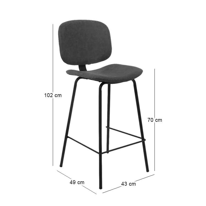 BARLEY Bar Stool Black Metal/Pu Vintage Black