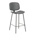 BARLEY Bar Stool Black Metal/Pu Vintage Grey