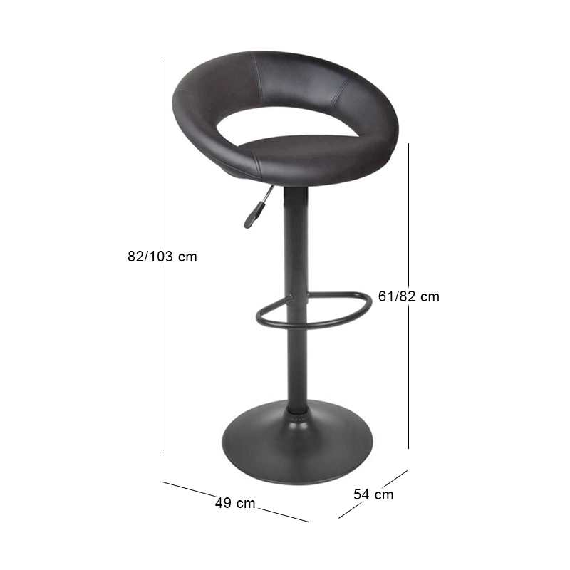 BELT Bar Stool Steel Black / Pu Black