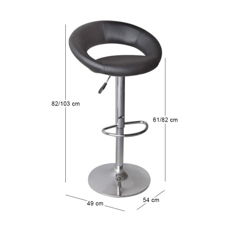 Belt bar stool with metallic frame and Pu coating in black color 54x49x82/103cm.