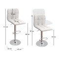 Carmelo Megapap bar stool with adjustable height made of pu leather in white color 45x42x90/113cm.