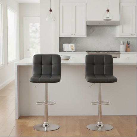 Carmelo Megapap bar stool with adjustable height made of pu leather in black color 45x42x90/113cm.