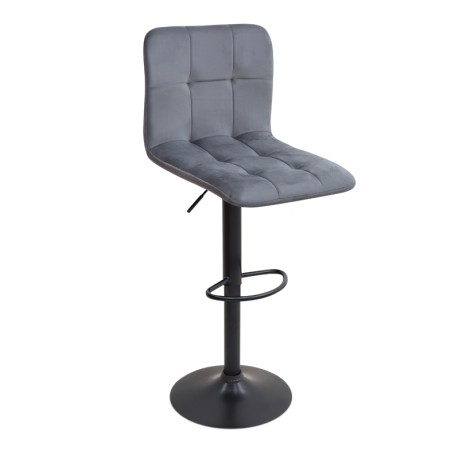 Carmelo Megapap bar stool with adjustable height made of velvet grey color 45x42x90/113cm.
