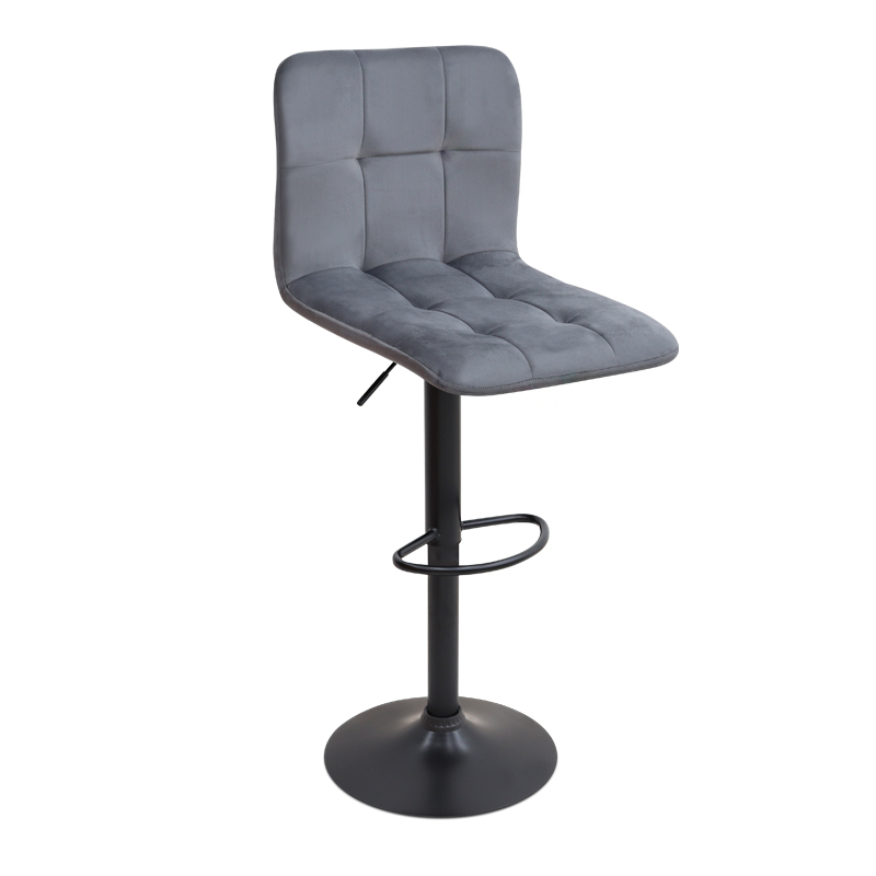 Carmelo Megapap bar stool with adjustable height made of velvet grey color 45x42x90/113cm.