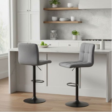 Carmelo Megapap bar stool with adjustable height made of velvet grey color 45x42x90/113cm.