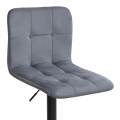 Carmelo Megapap bar stool with adjustable height made of velvet grey color 45x42x90/113cm.