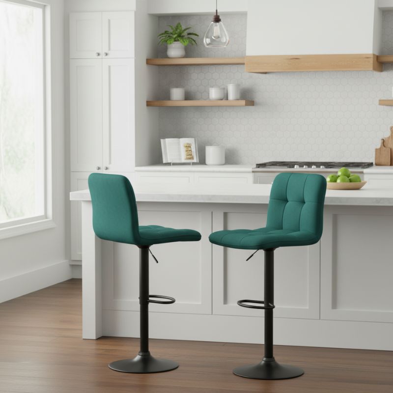 Carmelo Megapap bar stool with adjustable height made of velvet dark green color 45x42x90/113cm.