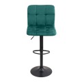 Carmelo Megapap bar stool with adjustable height made of velvet dark green color 45x42x90/113cm.