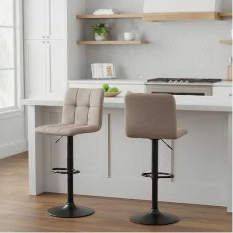 Carmelo Megapap bar stool with adjustable height made of velvet beige color 45x42x90/113cm.