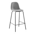 CELINA Bar Stool Black Metal, Grey Fabric (seat height 67cm)