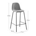 CELINA Bar Stool Black Metal, Grey Fabric (seat height 67cm)