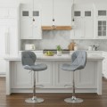 Dolores Megapap bar stool with adjustable height made of pu leather in grey color 45.5x38x89/109cm.