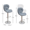 Dolores Megapap bar stool with adjustable height made of pu leather in grey color 45.5x38x89/109cm.