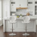 Dolores Megapap bar stool with adjustable height made of pu leather in white color 45.5x38x89/109cm.